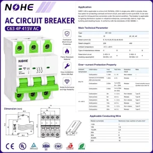 1P MCB Circuit Breaker 4.5KA 6KA Breaking Capacity Rail Mounting 230V/400V 50/60Hz 63 Amp Miniature Circuit Breaker