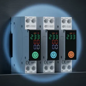 1P + Neutral Wire Smart Home WiFi Circuit Breaker Remote Control Timer Switch Energy KWH Meter Voltage Protect 63A MCB Switch