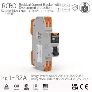 1P+N 18mm RCBO 32A Copper Residual Current Circuit Breaker with Overcurrent Protection IEC EN61009-1 for Industrial