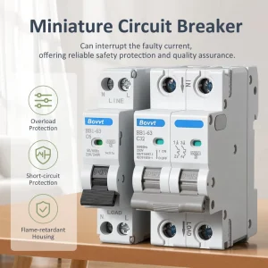 1P+N 2P MCB 230V AC Miniature Circuit Breaker Line Neutral Poles 4.5kA Breaking Capacity Curve C for Residential Distribution