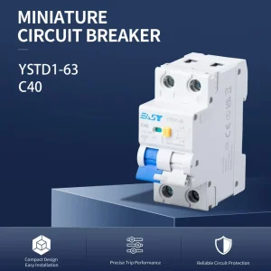 1P+N 40A 6kA 30mA 230V AC RCBO Residual Current Circuit Breaker Overcurrent Protection Copper PA66 YSTD1 63 C40 Rail
