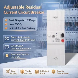 1P+N Differentiel Disjoncteur Bipolaire 30 40 50 60A Branch Circuit Breaker Adjustable Earth Leakage MCCB OEM ODM