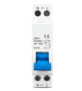 1P+N MCB 230V 4.5kA AC Miniature Circuit Breaker with Line & Neutral Poles BCD Curve C for Residential Distribution Boxes