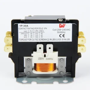 1Pole 30A 220V AC Magnetic Electrical Contactor 50 60Hz Copper Material Definite Purpose Air Conditioner Contactor