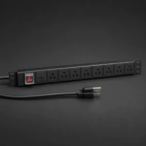 1U 19 Inch Rackmount PDU 8 Port 15A Aluminum Alloy Power Distribution Unit Overload Protector for Server Rack Network