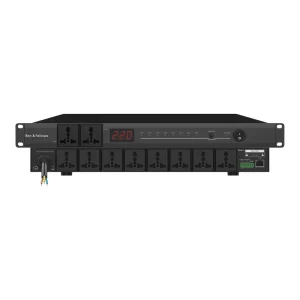 1U 8CH Power Distribution Controller with Cascade Link & Scheduled On Off for Stage PA System Power Sequencer