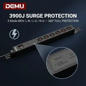 1U Rack PDU 6 Way C13 Locking 30A 125V 3 Mode Surge Protection LCD