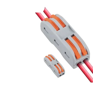 2 3 Wire Terminal Block Connector 2 Pole Feed Through Push in Quick Lever Terminal Blocks for Lighting Distribution Wiring
