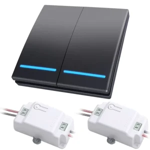 2 Gang 433MHz Smart Push Light Switch Wireless RF Remote Control 110V 220V Receiver Button Panel Wall Ceiling Lamp