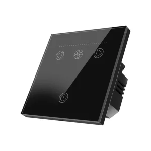 2 Gang Tuya WiFi Smart Touch Wall Switch Glass Panel Fan Speed Voice Control Alexa Google Home RF Remote Control