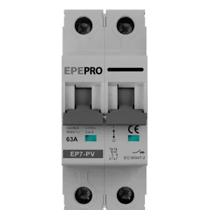 2 P DC MCB 600V 6-63A Mini Circuit Breaker Thermal Magnetic Trip DIN Rail DC Disconnect Switch for Short Circuit Protection