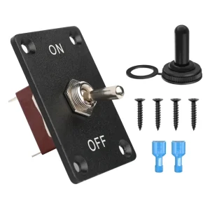 2 Pin SPST 12MM Waterproof Rocker Toggle Switch with Panel 15A 250VAC Latching ON Off for Car Truck Boat Marine
