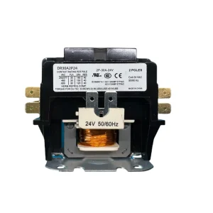 2 Pole 30Amp 24VAC Coil Definite Purpose AC Magnetic Copper Contactor for Air Conditioner Home Use with 1 Year Warranty