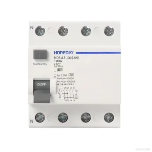 2 Pole 4 Pole 25A-100A Type A RCCB RCD Breaker Residual Current Circuit Breaker 10ka