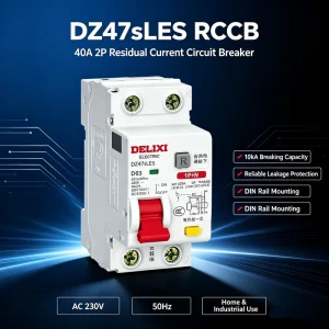 2 Pole 40 Amp Type B RCCB 220 240V 10kA Rail ABS Plastic Miniature Circuit Breaker for Home Lighting Socket Protection