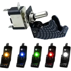 20A 12V LED Toggle Switch Illuminated Toggle Switch Control ON/OFF + Aircraft Missile Style Flip Up Cover XW
