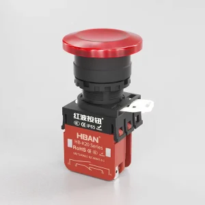 20A Factory 22mm Plastic Mushroom LED Head Push Button Switch Momentary Latching Full Illuminated IP65 Industrial Control
