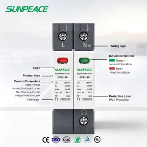 20KA 40KA AC 275v 385v 2P 4P DC 500v 600v 1000v Single Three Phase CE Type 2 Surge Protective Device Surge Protector SPD