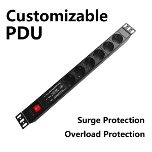 220-250V 6-outlet EU Socket Aluminum Shell Power Distribution Unit, 6-position Surge Protector for Industrial and Hospital Use