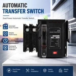 220V 3P 100A Automatic Transfer Switch ATS Controller Dual Power Switching Device for Commercial and Industrial Power Supply