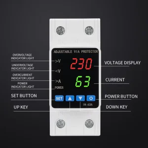 220V Din Rail Adjustable Protection Device Relay 40A 63A Overvoltage Undervoltage Protector LED Digital Display Single Phase