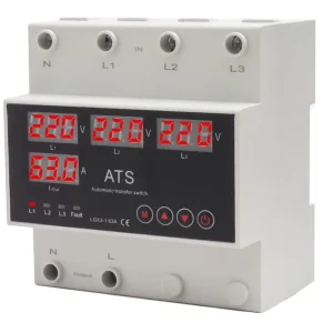 220V Dual Power Changeover Three Phase 4 Pole Automatic Transfer ATS Din Rail Switch 63A LED Indication