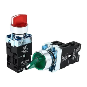 22MM XB2 Rotary Selector Switch 2 3 Position Latching with Green Red Led Light