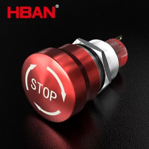 22mm 1NO1NC Mushroom Head Waterproof Metal Push Switch Emergency Stop Button for Elevator Exit