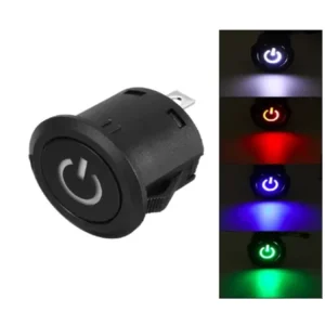 22mm Black Illuminated Self-locking Push Button Switch with Snap-fit Opening