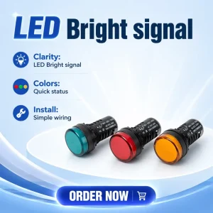 22mm Durable Plastic AC/DC 220V/110V IP45 Waterproof LED Indicator Light with Screw Terminal Signal Light