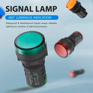 22mm IP55 Waterproof Plastic Durable LED Signal Indicator Light 6V 220V Wide Voltage Panel Mount Screw Terminal 5 Colors