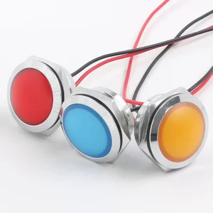 22mm IP66 Waterproof Metal Power Indicator Light Flat Head LED Panel Light 12 24V 220V 50000 Hours Lifespan Multi Color Options