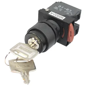 22mm Key Lock Selector Switch Waterproof IP65 2 Position Rotary Knob Switch Control Push Button Max. 10A Current