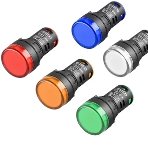 22mm LED Indicator Pilot Light AD16 22D S26 220VAC 20mA Red Green Yellow Blue White 5 Pack Plastic IP65 Protection