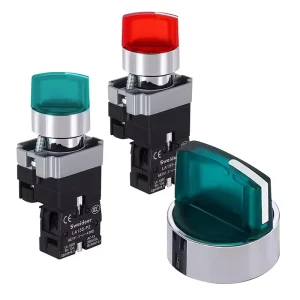 22mm LED Light Momentary Latching 2/3 Position Rotary Selector Switch Button Illuminated Power Knob Switch for Control Cabinet