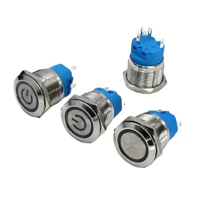 22mm Metal IP65 Electronic Push Button Switch with LED Light 5 Pin Self Locking Self Resetting Momentary Start Button