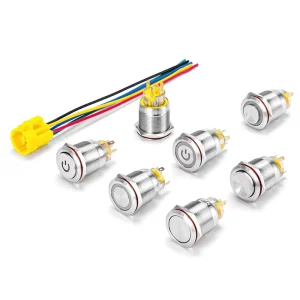 22mm Metal Push-button Switch Two-open and Two-closed Dual-control Point Operation Small Circular with Light