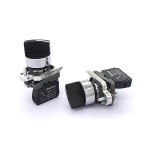 22mm Push Button XB4BD21 Black Selector Switch With 2 position Stay Put 1NO
