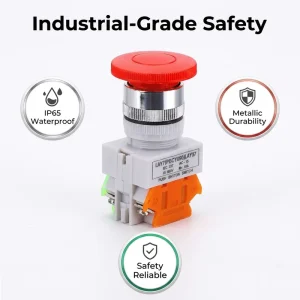 22mm Red Mushroom Push Button LAY37 PBC Y090 Self Locking Emergency Stop Button Switch