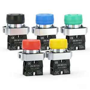 22mm Self Resetting Toggle Switch Green Momentary Push Button 1NO 1NC 10A IP65 Zinc Alloy Material XB2 380V Industrial