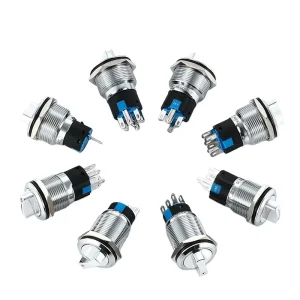 22mm Stainless Steel Dustproof 2 3 Position Rotari Selector 5A 250V Switch with 1no1nc 2no2nc