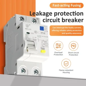 230V 63A 1P+N RCBO 30mA Residual Current Circuit Breaker Overcurrent Protection 4.5kA Breaking Capacity BCD Curve C for Home