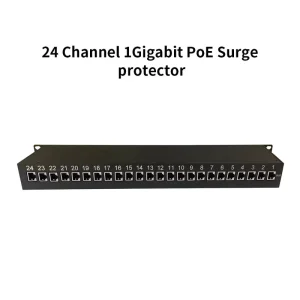 24 Ports RJ45 1G Ethernet Surge Protector Rack Mounted Aluminum Alloy PoE Lightning Protection 6KV for PD PoE Lan Devices