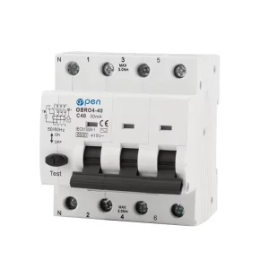 240 Volt 6kA RCBO Miniature Circuit Breaker Type C D Curve Dual Residual Current Short Circuit Protection 3 Phase+Neutral 4 Pole