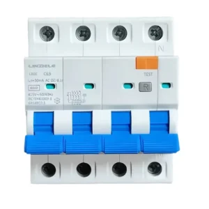 240V 32A 3P+N Curve C 63A 30mA RCBO Breaker L80E Miniature Overcurrent Protection Residual Current Circuit Breaker