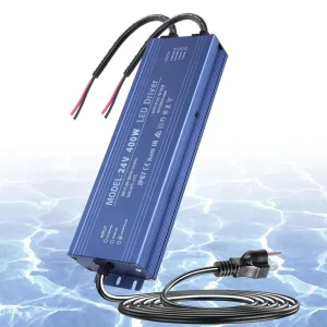 24V 400W LED Driver Waterproof IP67 Ultra Slim LED Transformer 110V AC to 24V DC 16.7A 400 Watt Quiet Low Volt Converter LED
