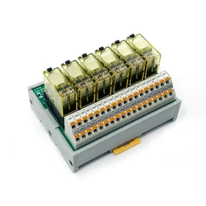 24VDC 6 Way In Line Rail Mount Relay Module with 2 Open 2 Closed Power Relays 8A for Control Cabinet