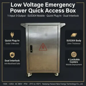 250A IP54 Hybrid Lock Outdoor Waterproof Emergency Power Supply Distribution Box Six in One Protection Casters Mobile for EPC