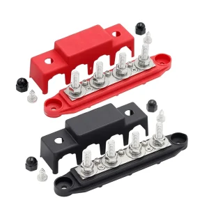 250A M10 4-Bolt Integrated Bus Bar with Terminals High Current Power Block for RV Yacht Circuit Upgrade