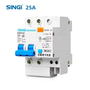 25A 2P RCBO DZ47LE-63 Safety Electric Air Miniature Circuit Breaker 1-4 Pole with CE Certificate
